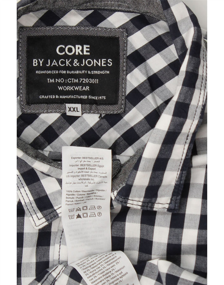 Camicia da uomo Jack & Jones 2XL in cotone a quadretti blu navy