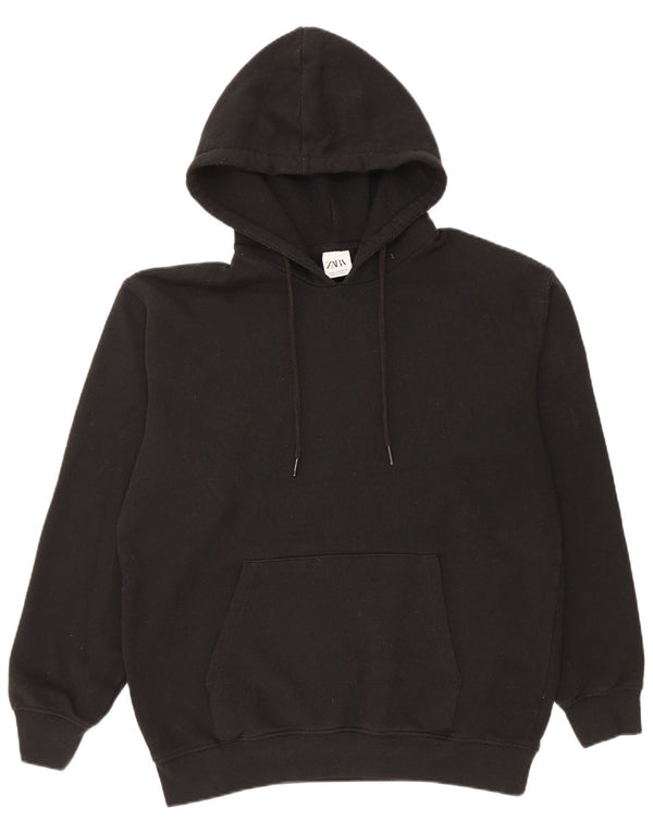 Felpa con cappuccio da uomo Zara in cotone nero medio
