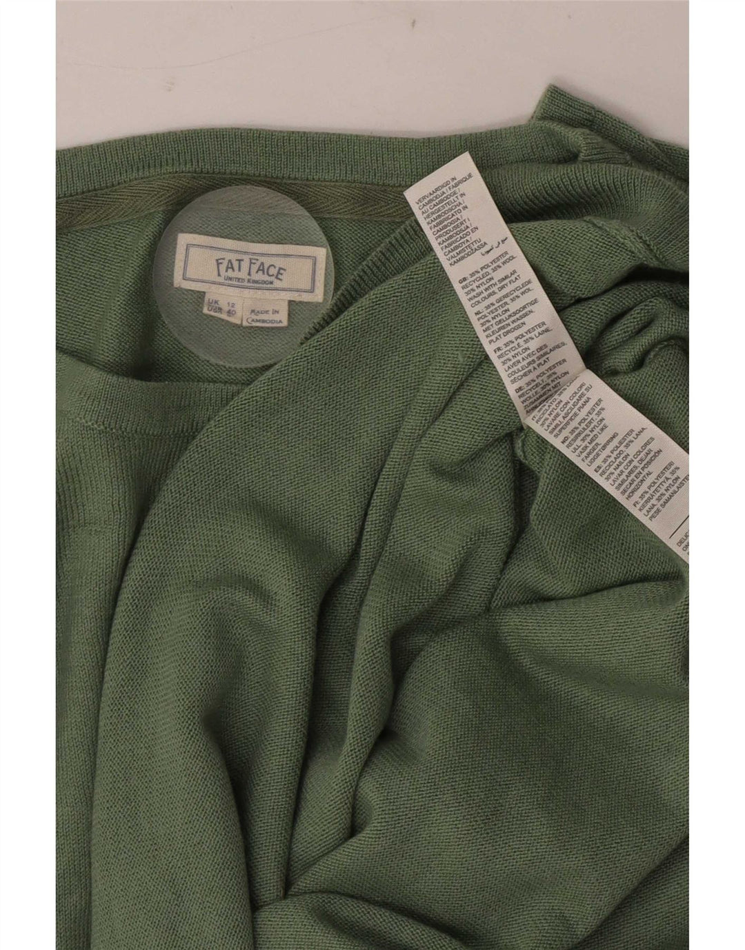 Maglione maglione con scollo a barca da donna Fat Face UK 12 Poliestere verde medio