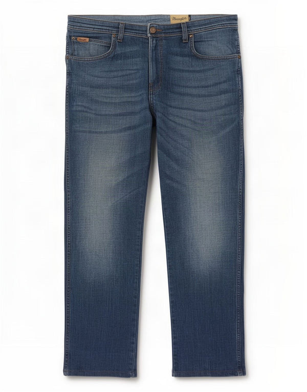 Jeans dritti elasticizzati Wrangler Arizona W38 L32 da uomo in cotone blu