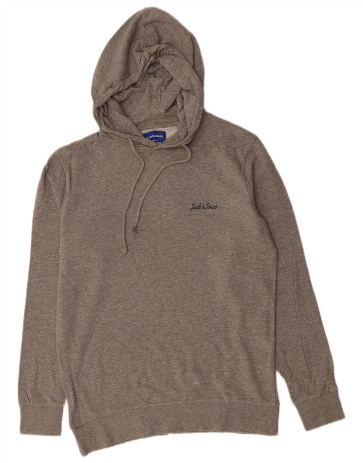 JACK & JONES Felpa con cappuccio da uomo in cotone mélange grigio medio