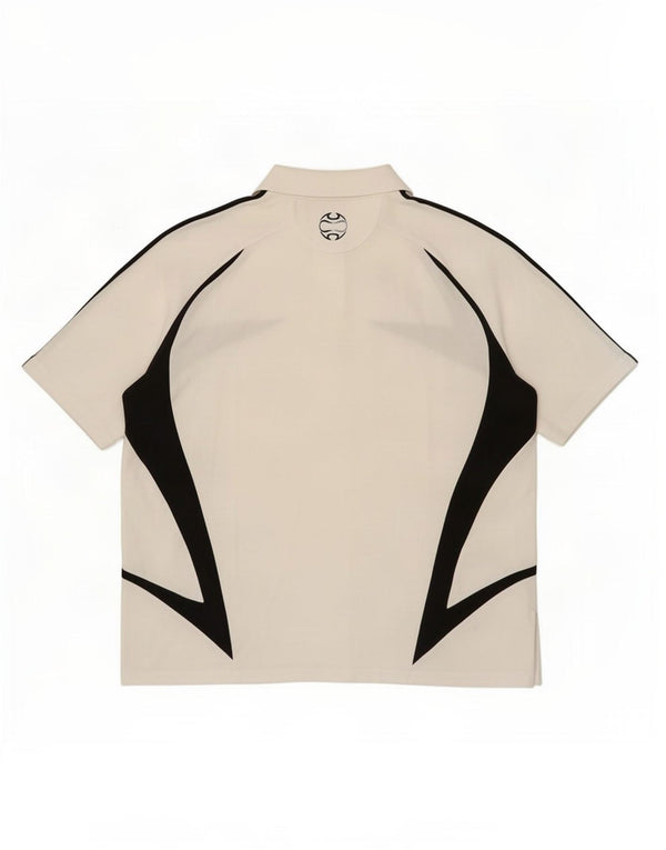 Polo grafica da uomo Adidas UK 48/50 XL cotone color block bianco