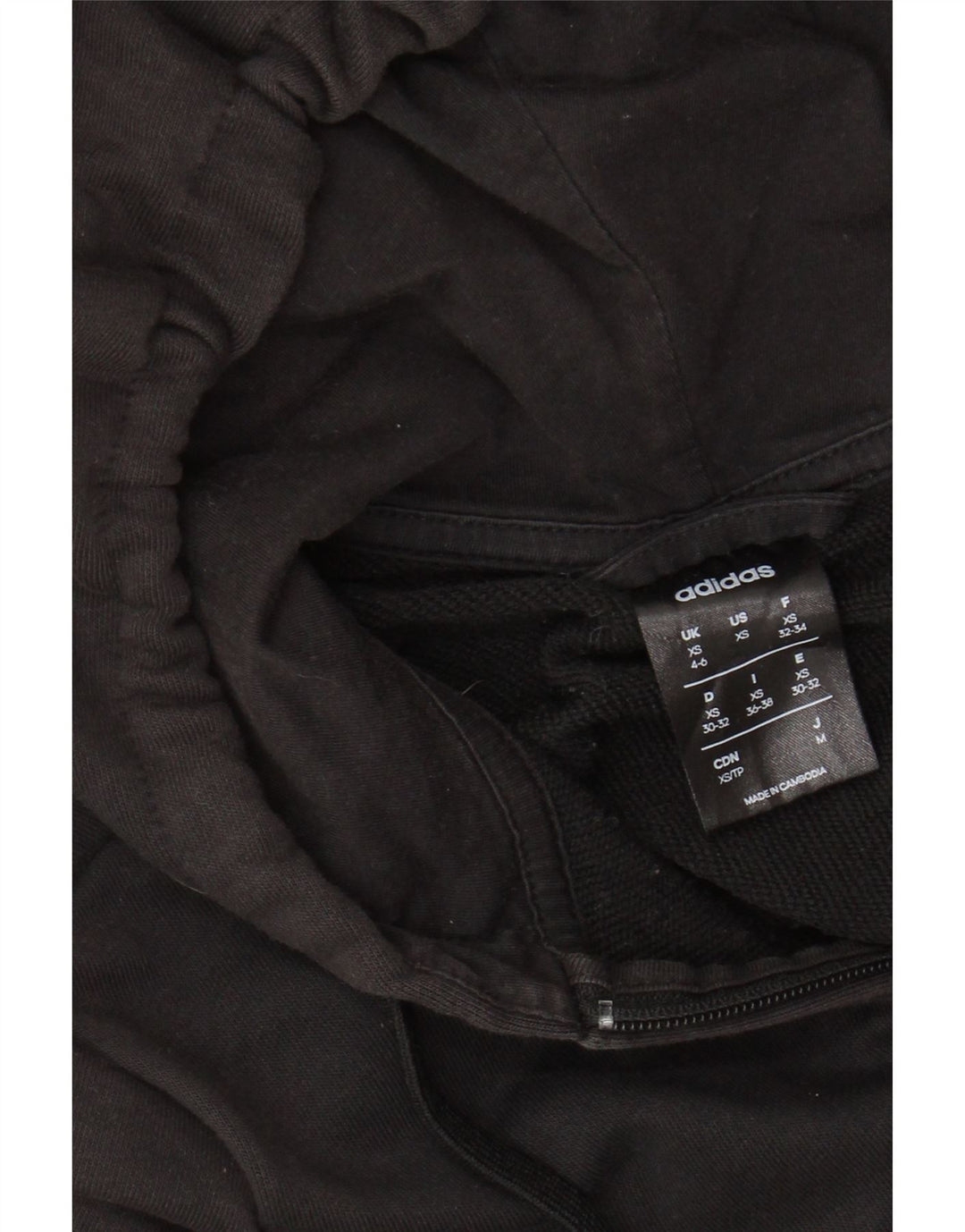 Felpa con cappuccio e zip grafica da donna ADIDAS UK 4/6 XS Nero