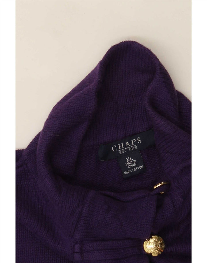 Maglione da donna Chaps con collo a bottoni, UK 18 XL, cotone viola