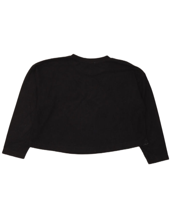 Zara Trafaluc Crop Top oversize da donna a maniche lunghe UK 10 Small Nero