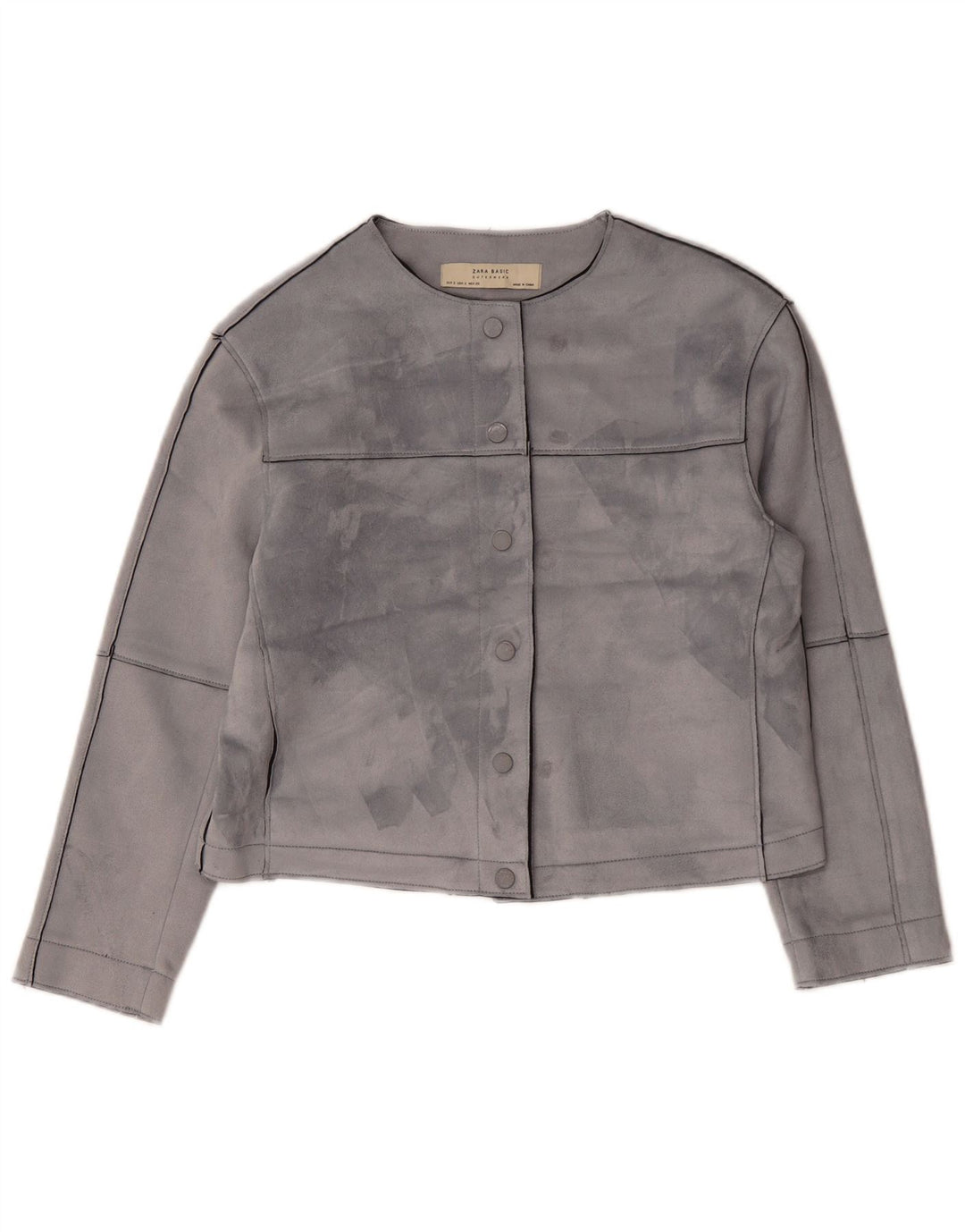 Giubbotto bomber corto oversize da donna ZARA UK 10 piccolo poliestere grigio