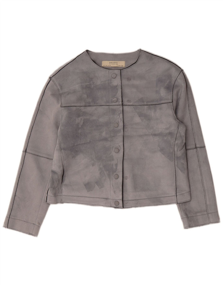 Giubbotto bomber corto oversize da donna ZARA UK 10 piccolo poliestere grigio