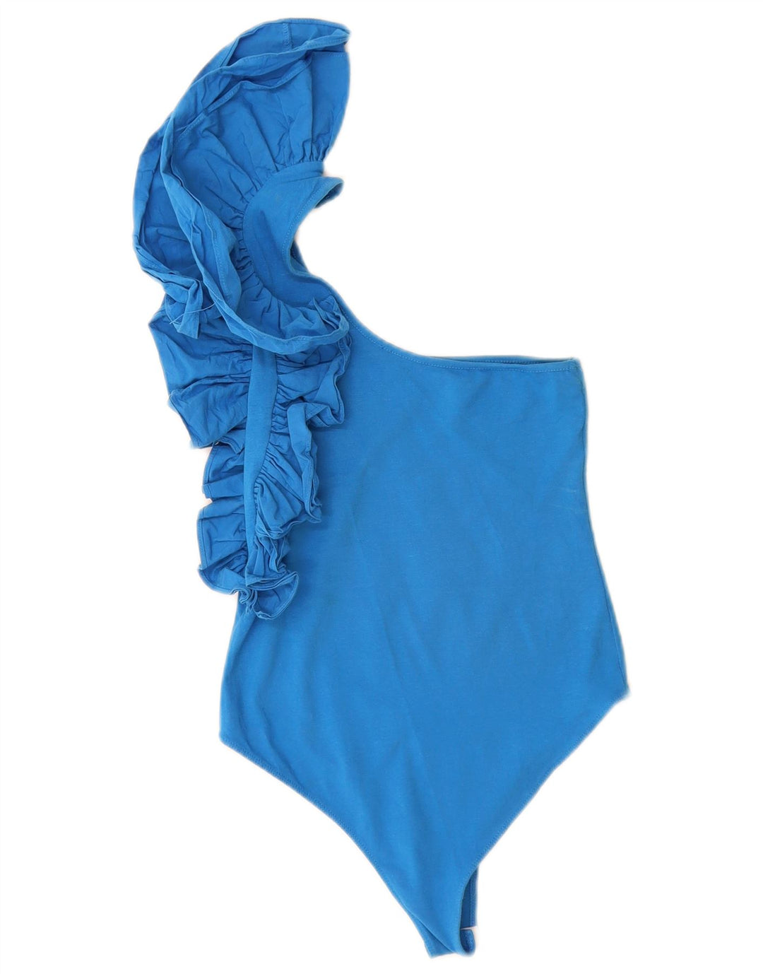 Body Zara da donna con volant monospalla UK 8 piccolo cotone blu