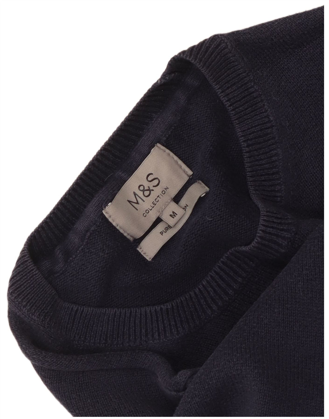 Maglione maglione girocollo da uomo Marks & Spencer cotone medio blu navy