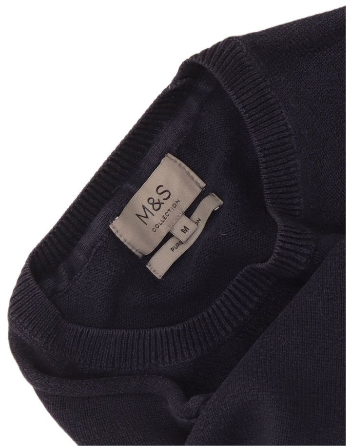 Maglione maglione girocollo da uomo Marks & Spencer cotone medio blu navy