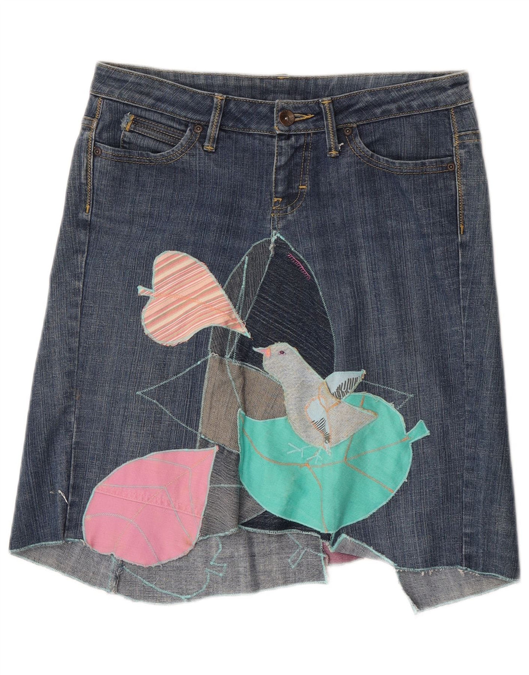 Gonna in denim con grafica asimmetrica da donna Mango EU 40 medio W30 cotone blu