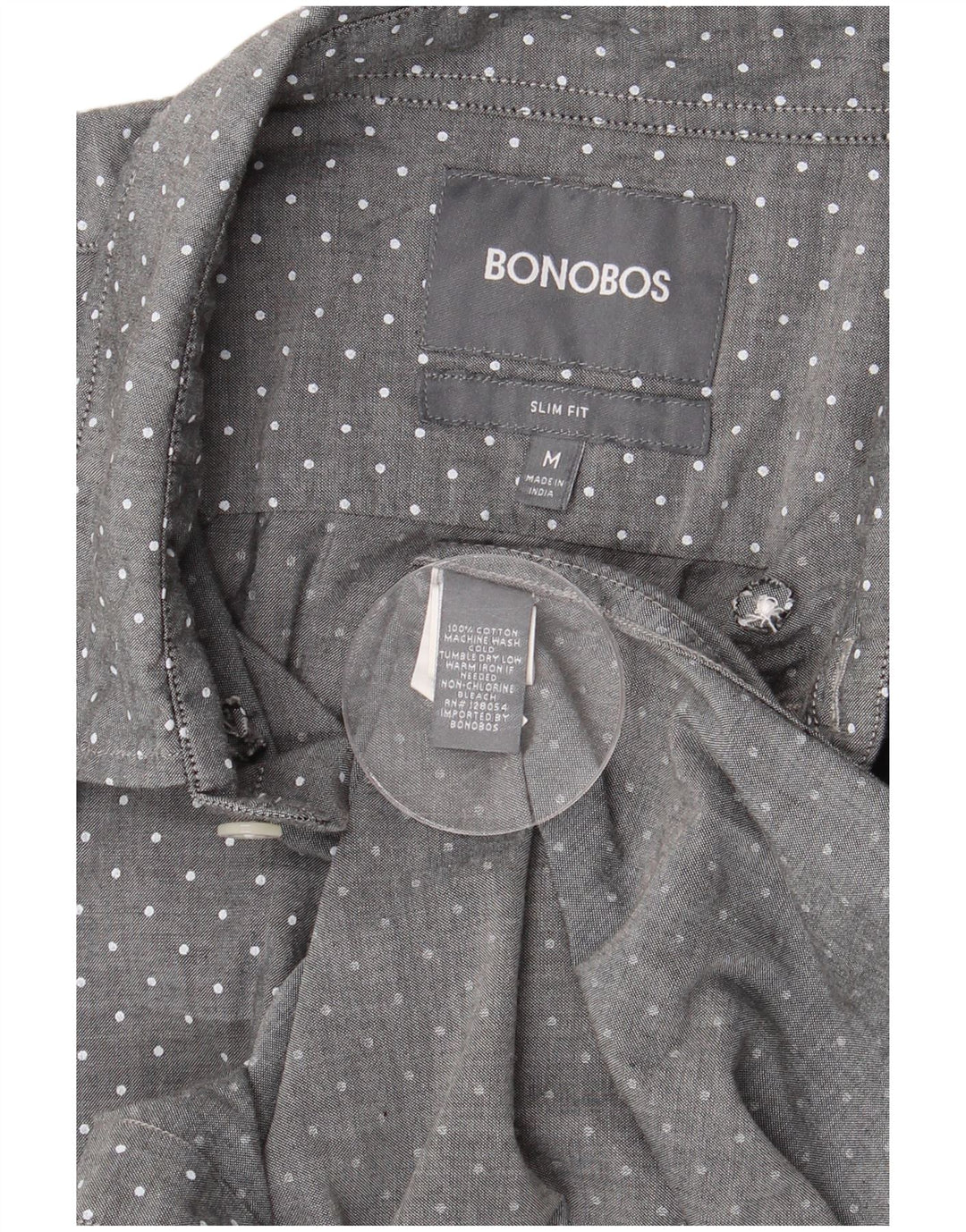BONOBOS Camicia da uomo slim fit in cotone maculato grigio medio