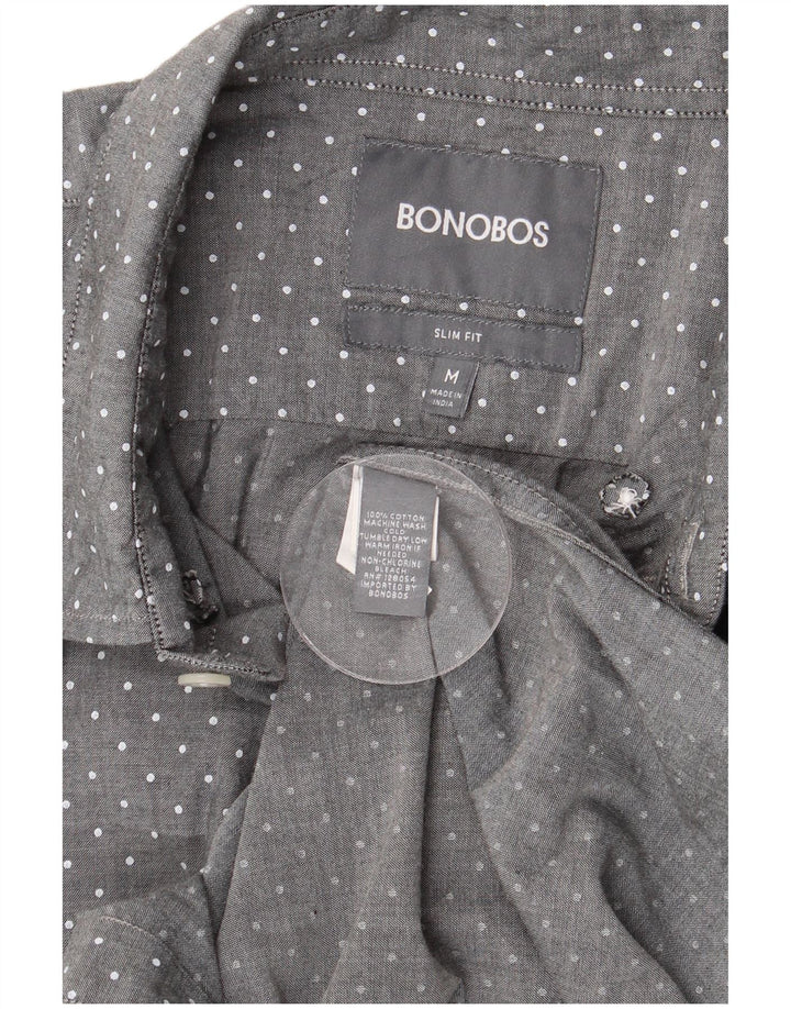 BONOBOS Camicia da uomo slim fit in cotone maculato grigio medio
