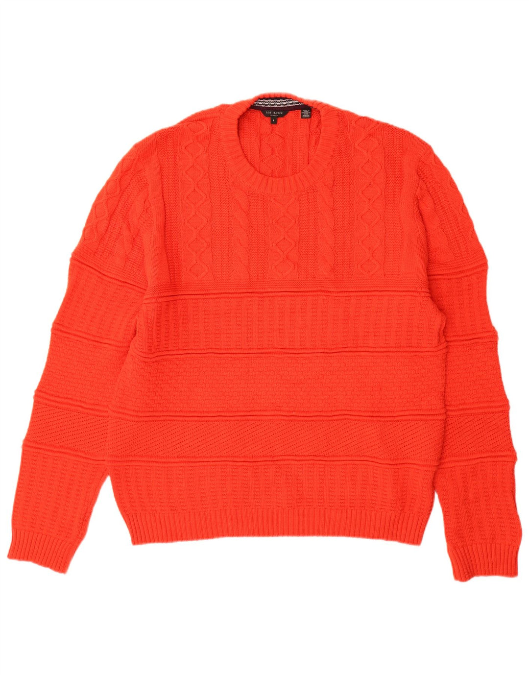 Maglione maglione girocollo da uomo Ted Baker taglia 4 grande cotone rosso