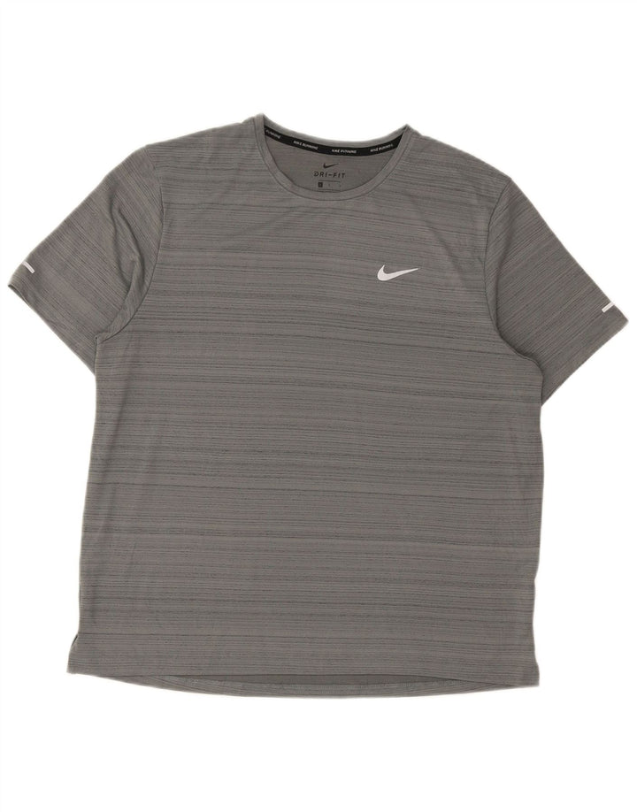 T-shirt Nike Dri Fit da uomo, grande, in poliestere gessato grigio