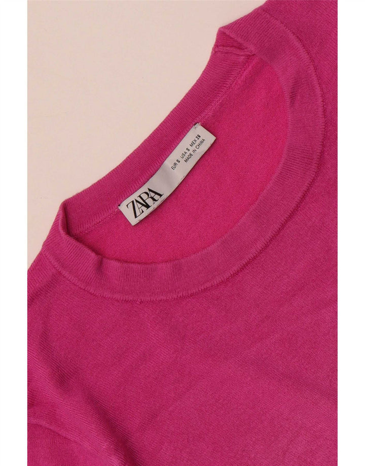 Maglione maglione girocollo da donna Zara UK 10 piccolo rosa