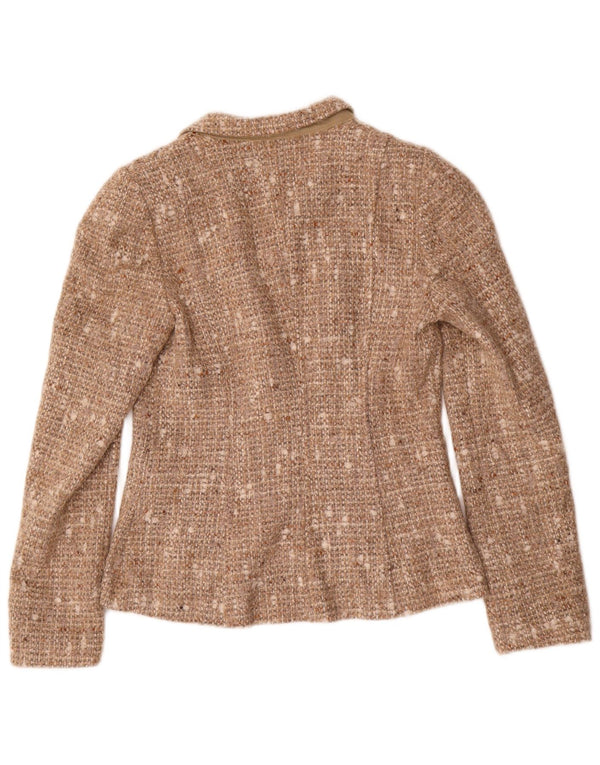 Giacca blazer a 3 bottoni da donna Benetton IT 42 Acrilico screziato marrone medio