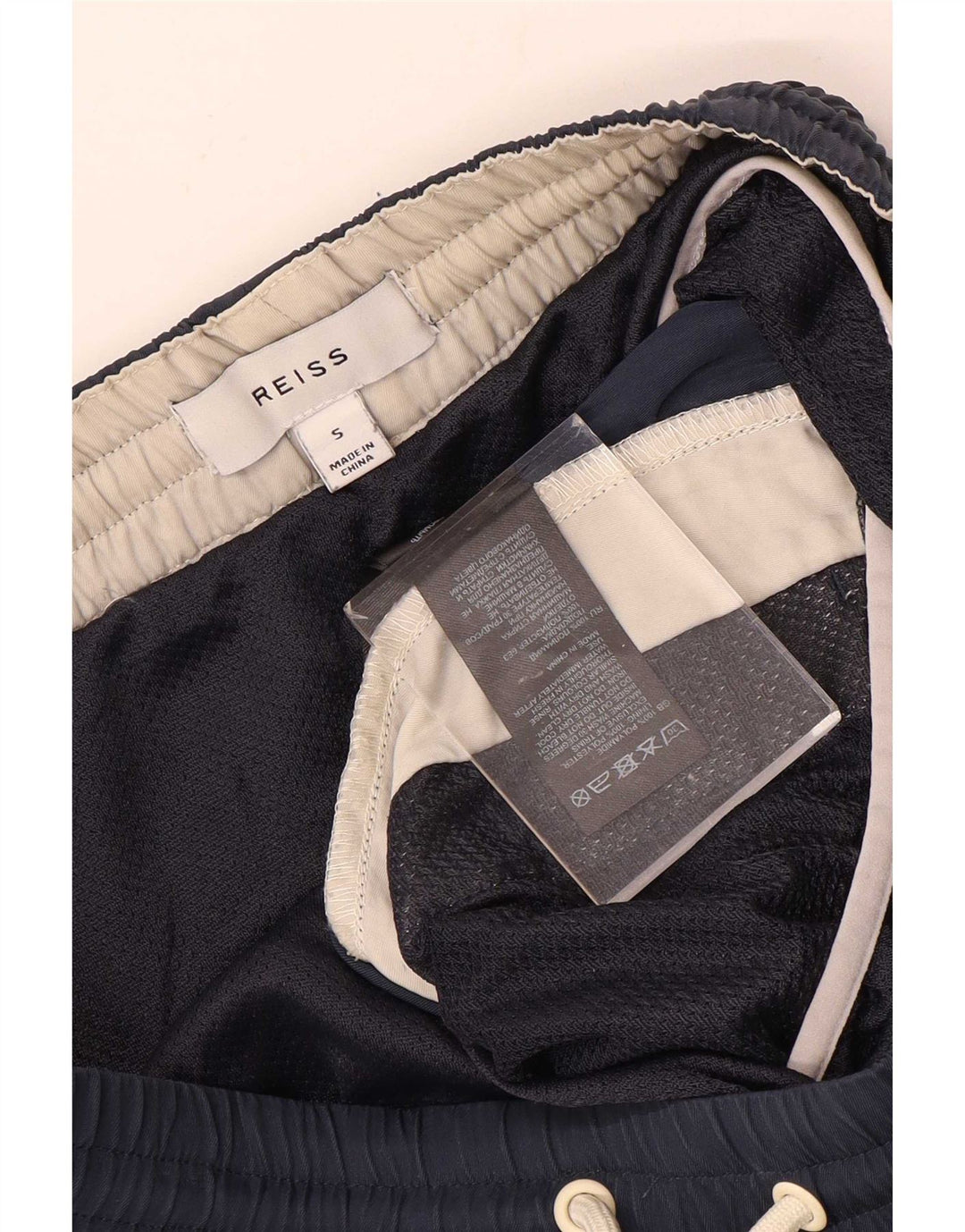 Pantaloncini da bagno da uomo Reiss piccoli in poliestere color block blu navy