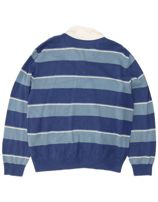 Maglione maglione da uomo Marks & Spencer con collo alto XL cotone a righe blu