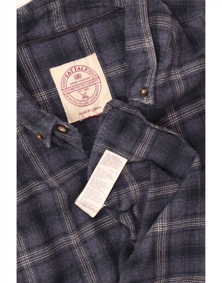 Camicia in flanella da uomo Fat Face in cotone a quadri blu navy medio