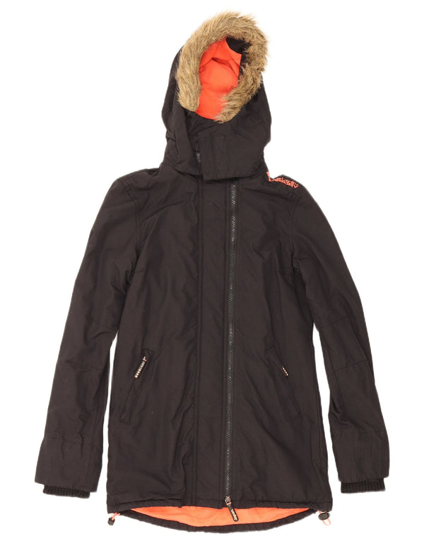 Giacca Parka da donna con cappuccio Superdry UK 6 XS poliestere nero