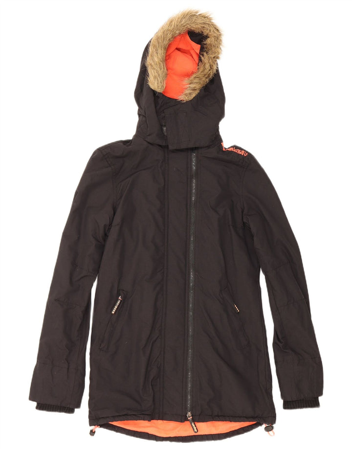 Giacca Parka da donna con cappuccio Superdry UK 6 XS poliestere nero