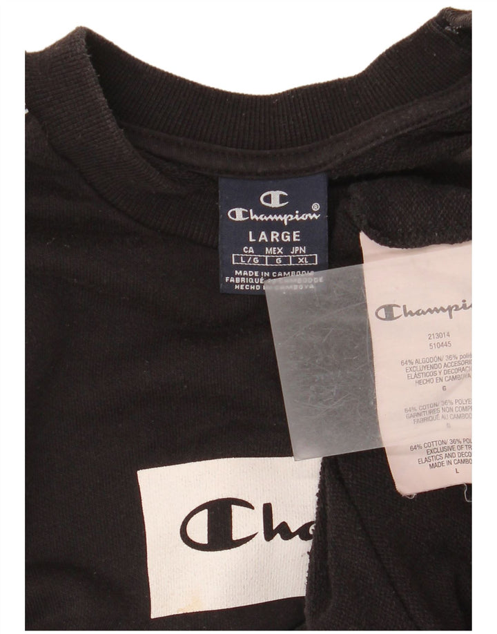 Felpa grafica da uomo Champion, maglione grande, cotone color block nero