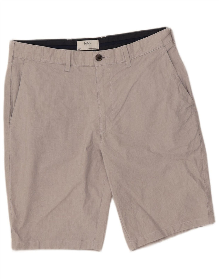 Pantaloncini chino da uomo Marks & Spencer W32 cotone gessato grigio medio