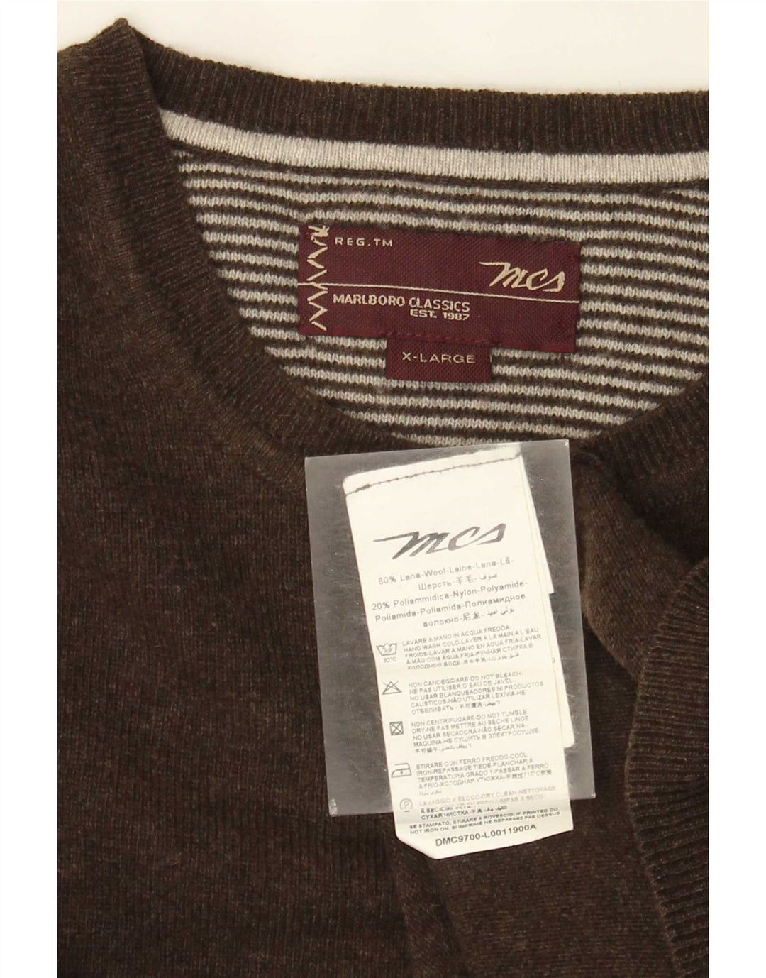 Marlboro Classics Maglione girocollo da uomo in lana marrone XL