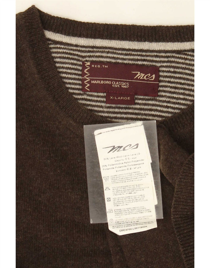 Marlboro Classics Maglione girocollo da uomo in lana marrone XL