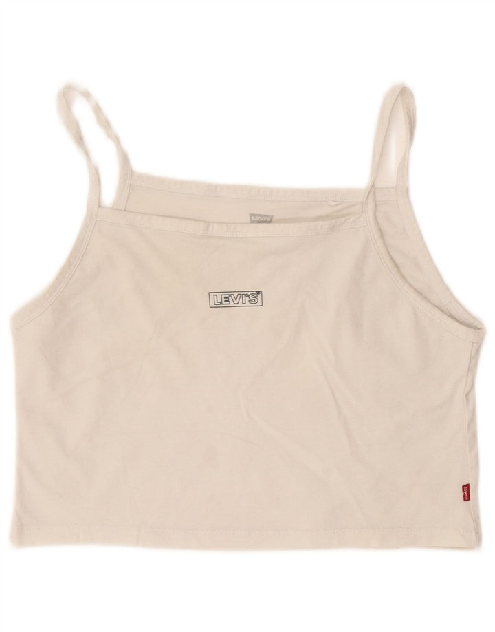 Levi's Donna Crop Cami Top UK 12 Medio Bianco