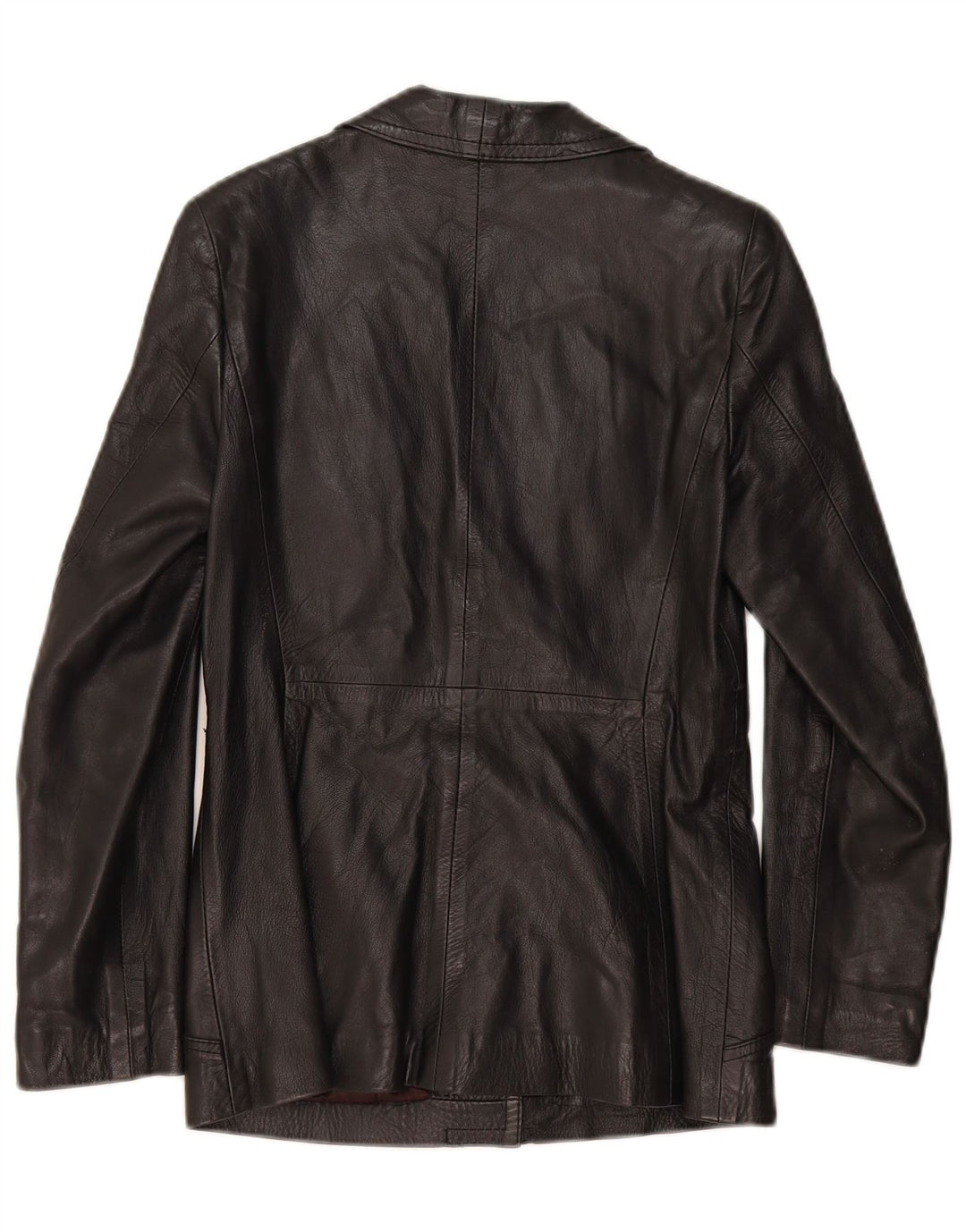 Giacca blazer in pelle vintage da donna a 2 bottoni IT 44 pelle nera media