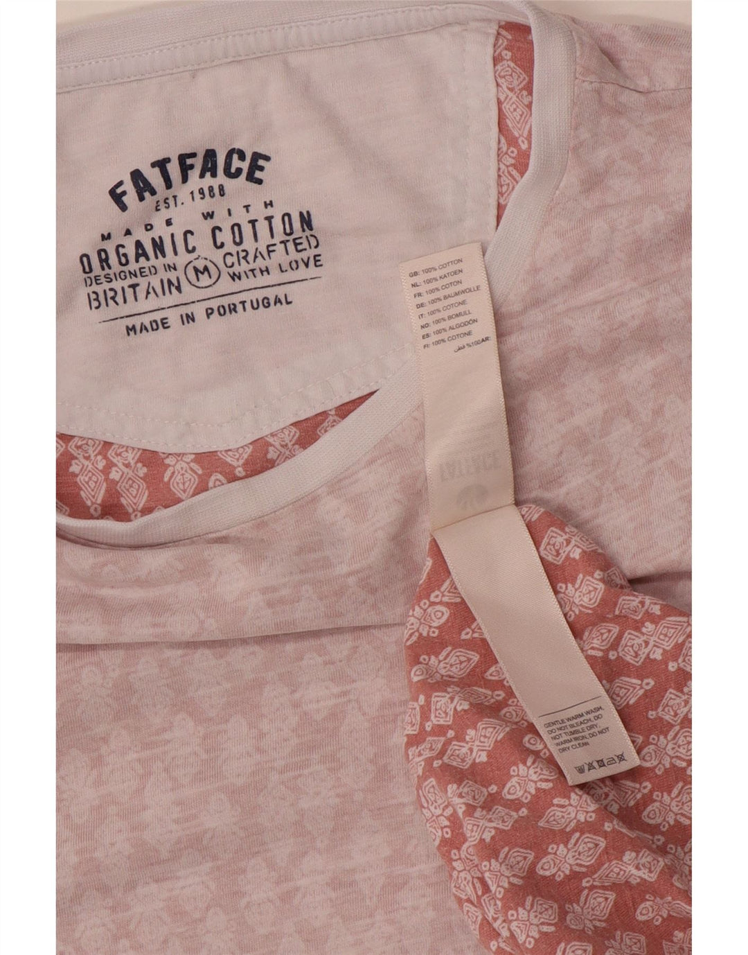 T-shirt da uomo Fat Face Top in cotone cachemire rosa medio