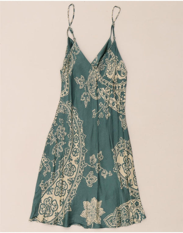 Abito sottoveste da donna Zara UK 6 XS verde Paisley viscosa
