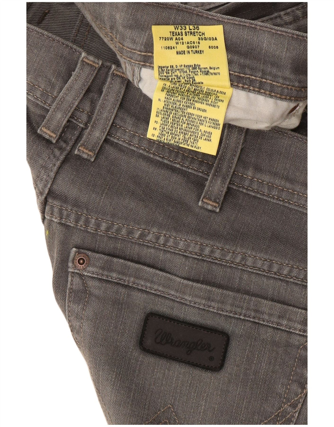 Jeans dritti elasticizzati Texas da uomo Wrangler W33 L36 cotone grigio