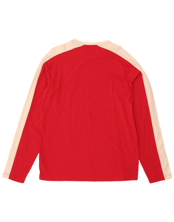 Top KAPPA da uomo a maniche lunghe XL in cotone color block rosso