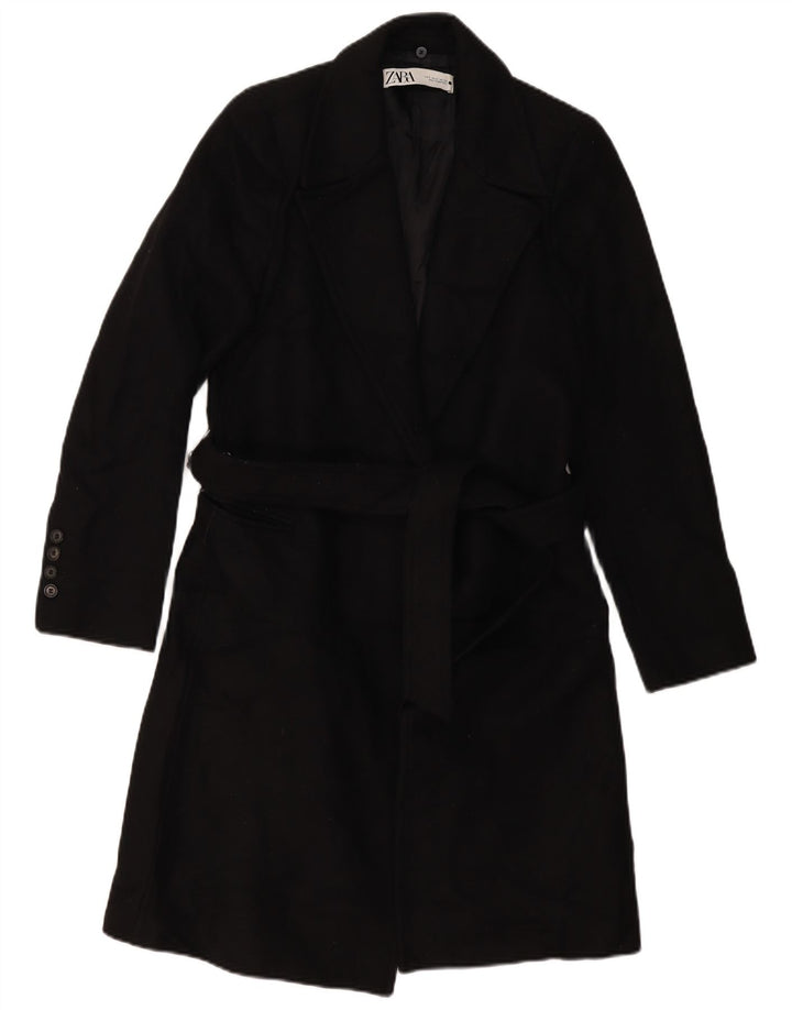 Cappotto ZARA Donna UK 10 Small Nero Lana