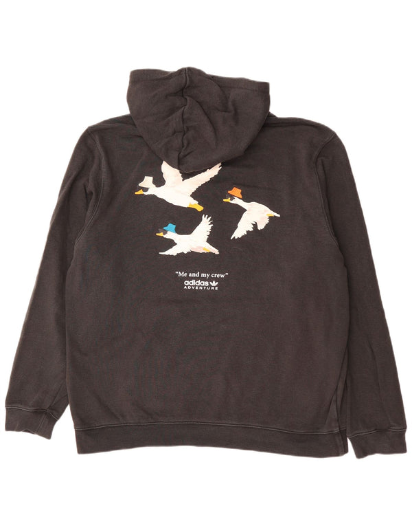 Felpa con cappuccio grafica ADIDAS da uomo Adventure XL in cotone nero