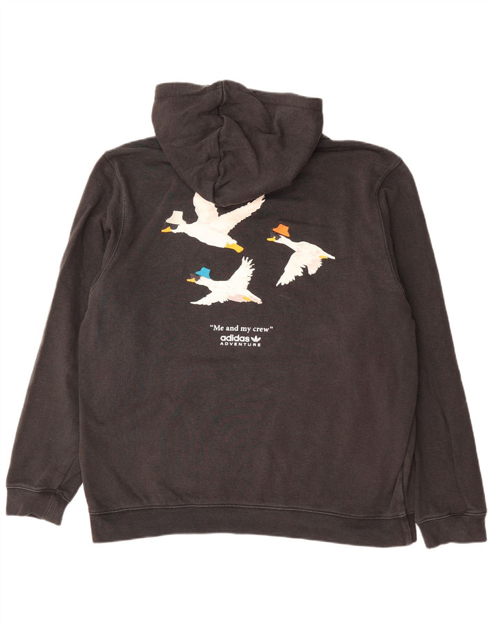 Felpa con cappuccio grafica ADIDAS da uomo Adventure XL in cotone nero