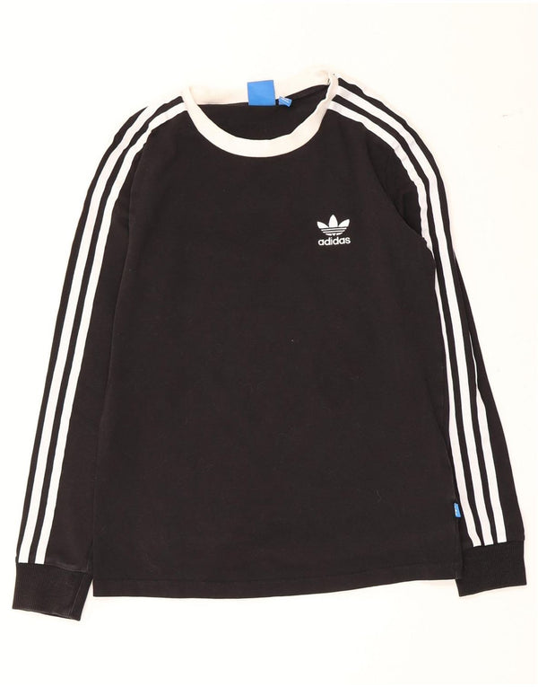 Adidas Maglia a maniche lunghe da donna UK 8 Small Nera in cotone color block