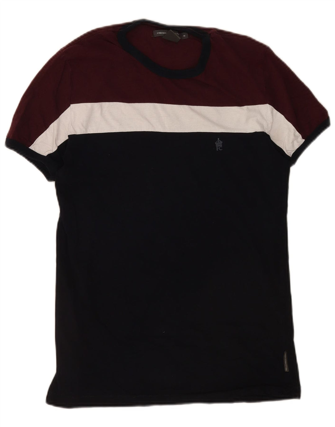 T-shirt da uomo French Connection Top in cotone color block bordeaux medio