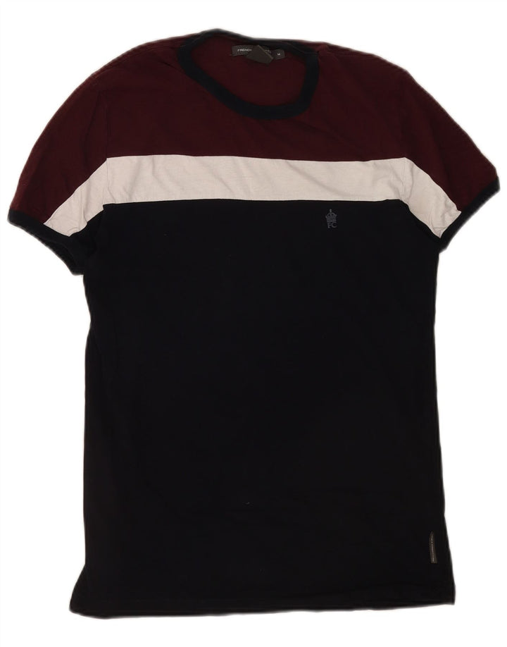 T-shirt da uomo French Connection Top in cotone color block bordeaux medio