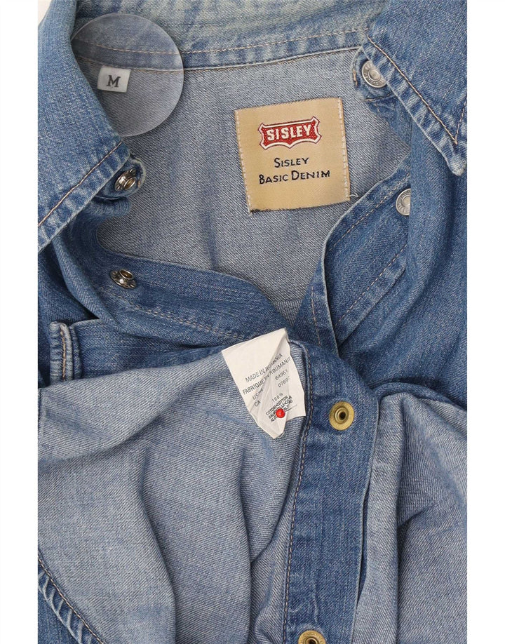 Camicia di jeans da uomo Sisley in cotone blu medio