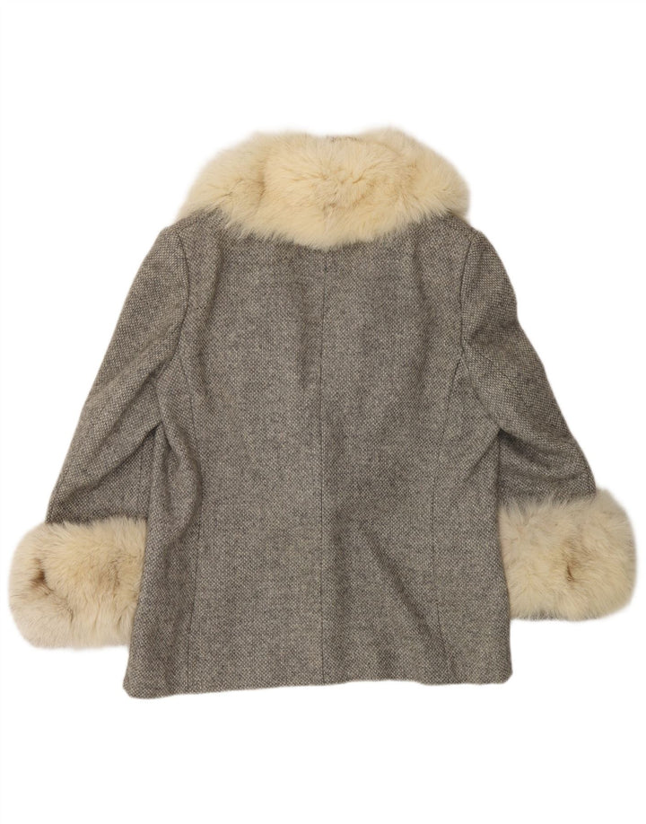 Giacca blazer vintage da donna UK 16 grande grigia