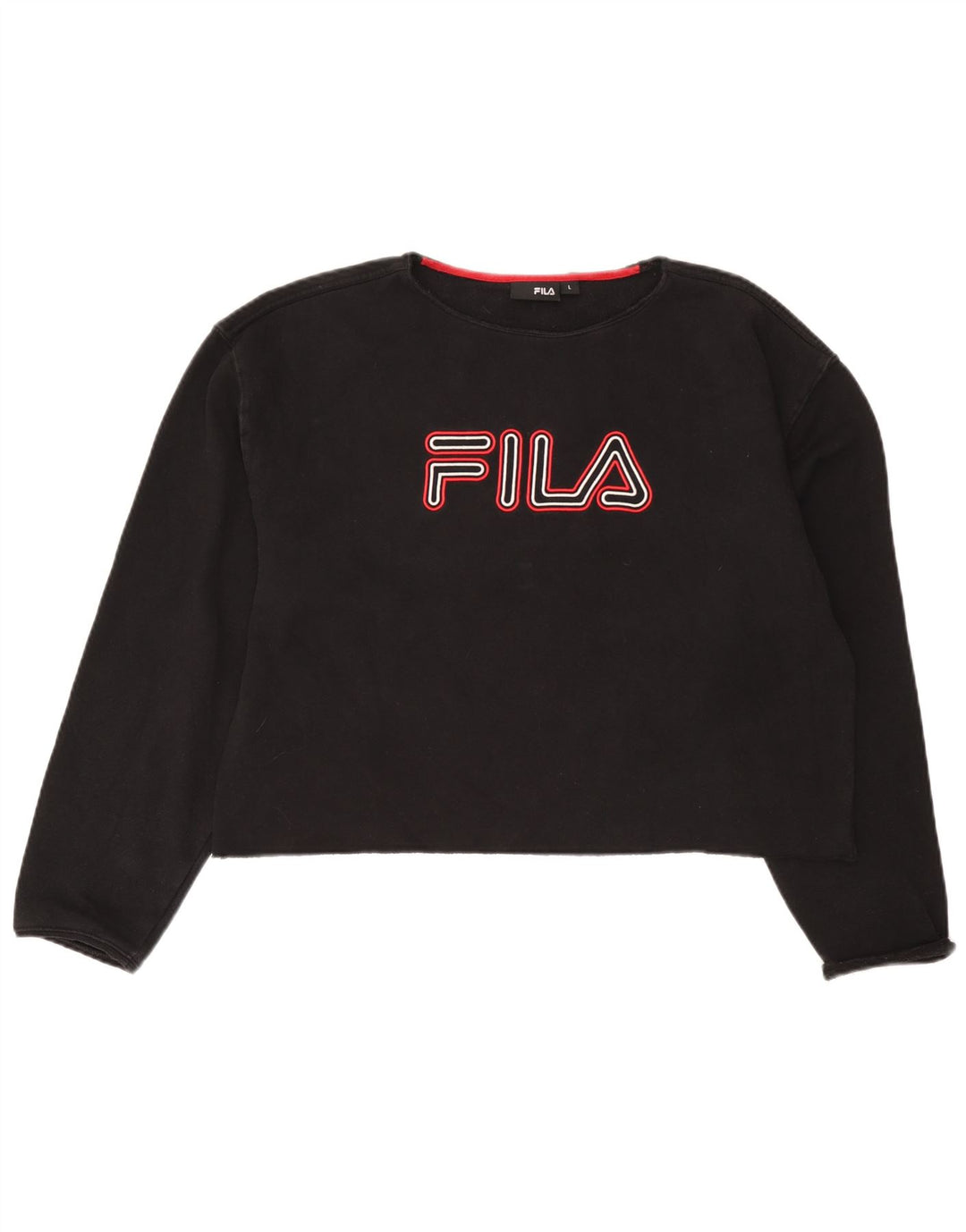 Felpa da donna con grafica corta Fila, maglione UK 16, grande, nera