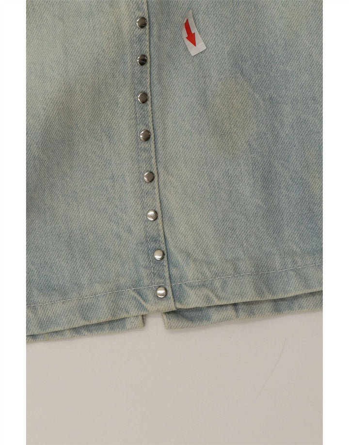 Gonna di jeans vintage da donna media W28 in cotone blu