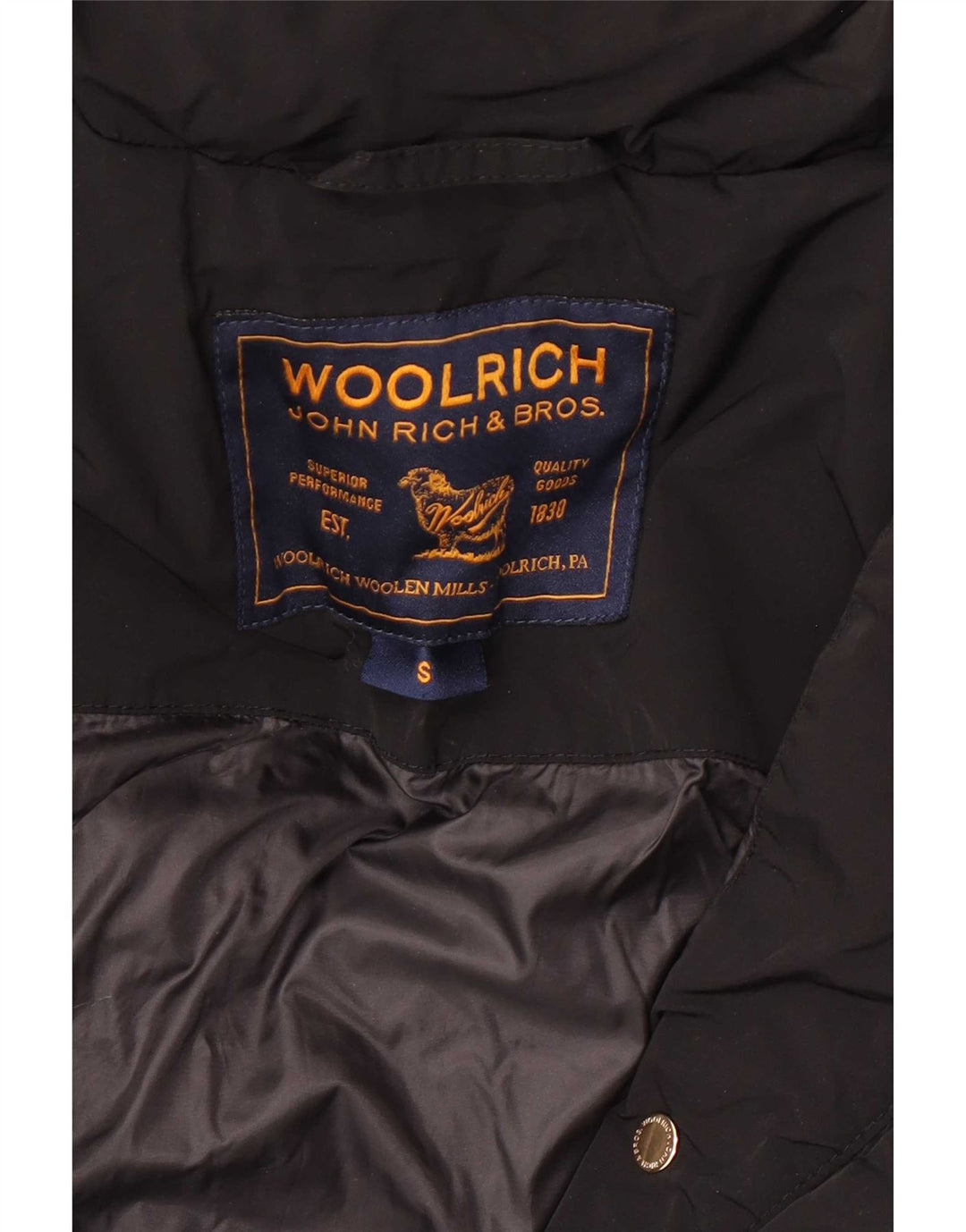 Giacca imbottita con cappuccio da donna Woolrich UK 10 piccola poliestere nero