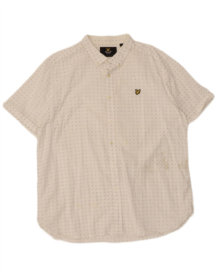 Camicia a maniche corte da uomo Lyle & Scott 2XL cotone maculato bianco