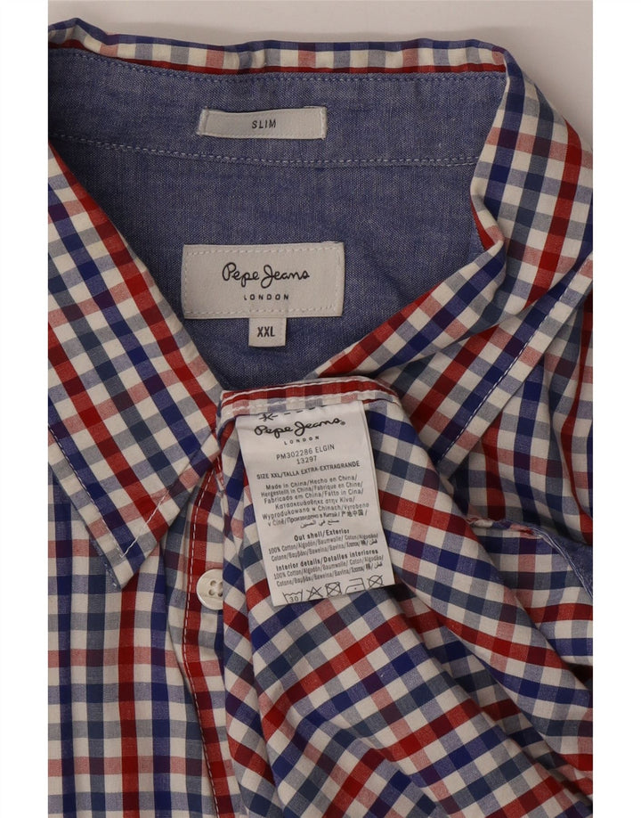 PEPE JEANS Camicia slim da uomo 2XL Cotone a quadretti multicolore