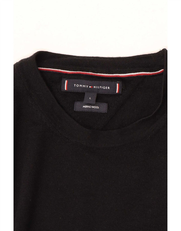Maglione maglione girocollo da uomo Tommy Hilfiger grande lana nera